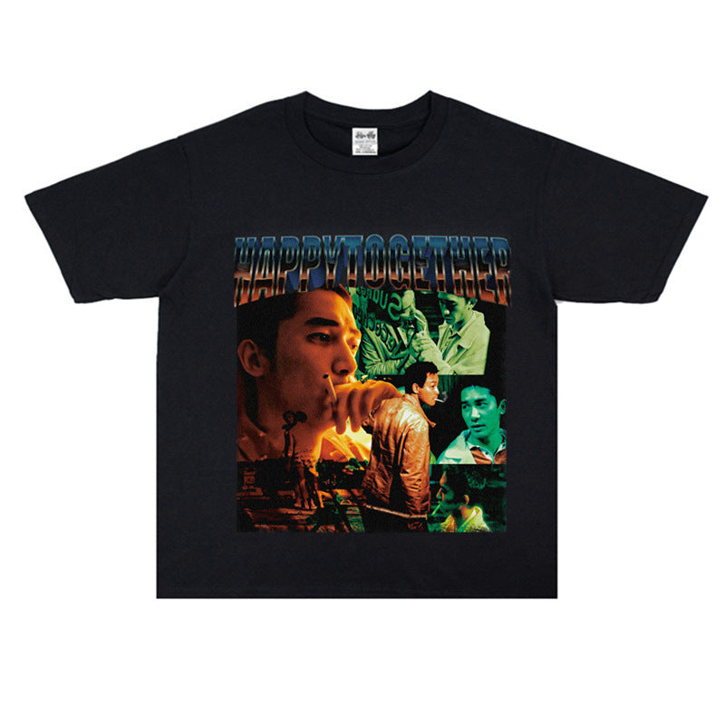 Film Star T Shirt Trendy Cotton Short Sleeve Loose round Neck Retro T-shirt