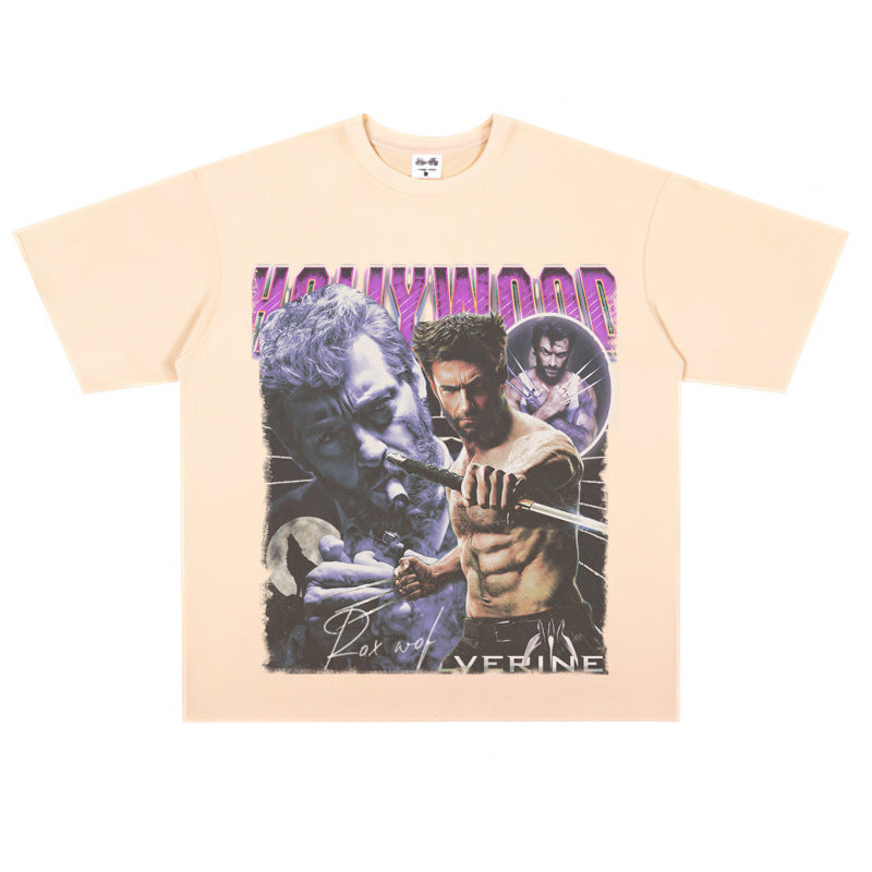 Film Star T Shirt Movie the Wolverine Cotton Short Sleeve Loose Retro T-shirt Men