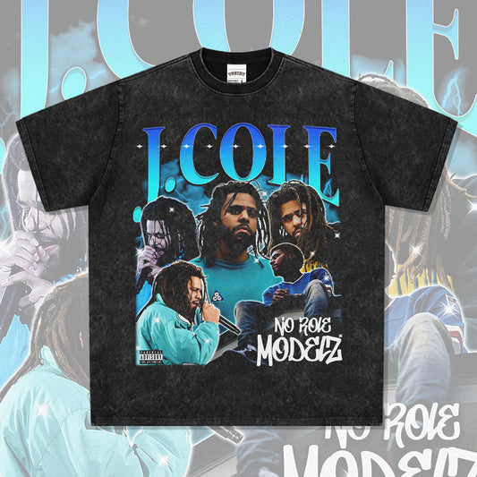 Outfit streetwear vintage hip hop JCole print short sleeve t-shirt