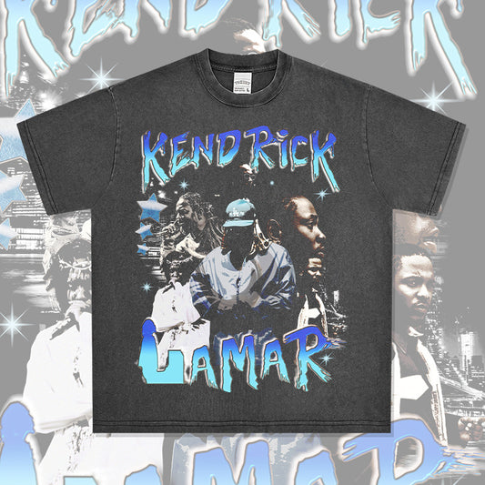 Streetwear masculino vintage hip hop kung fu kendrick print short sleeve t-shirt
