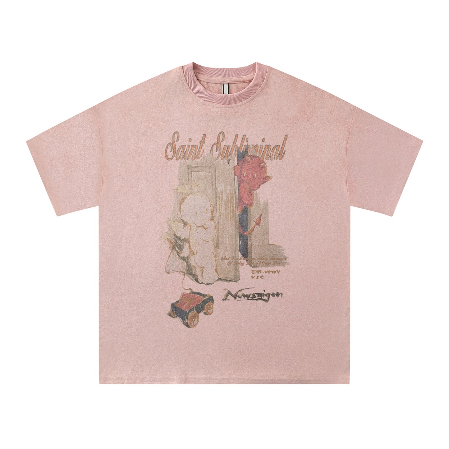 Distorted vintage short-sleeved t-shirt summer loose top
