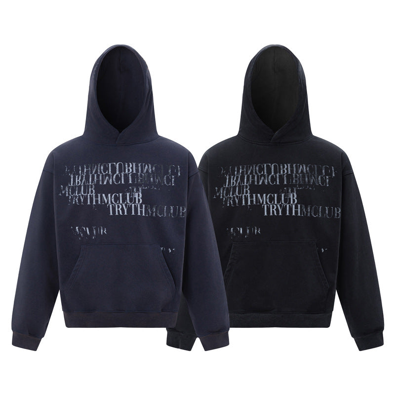 Streetwear Hoodie Vintage do gradual change letter print hooded sweater