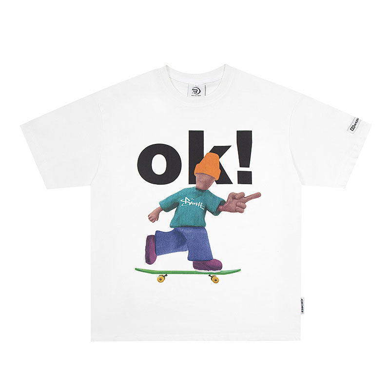 Hip Hop Clothes New York Cartoon Print Short Sleeve T-Shirt Summer Top