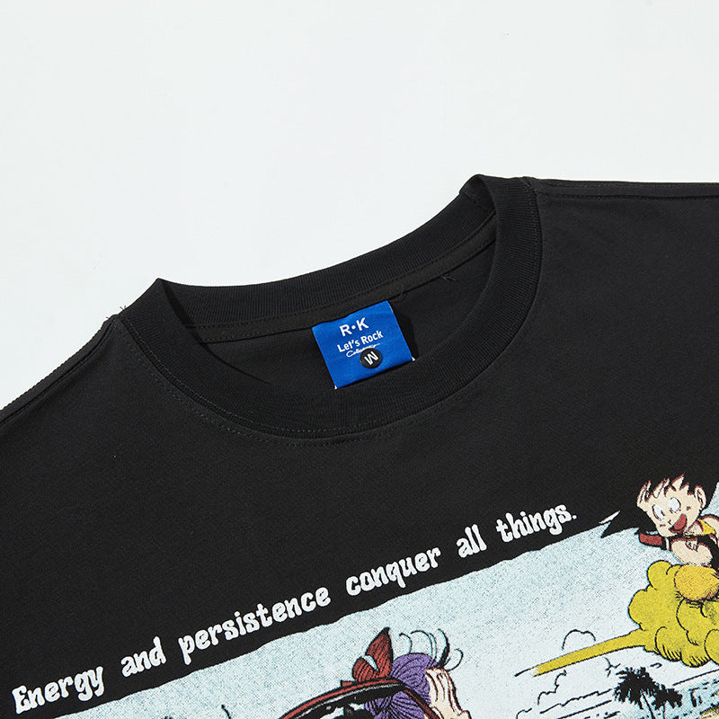 Nyc T Shirt Vintage Dragon Ball Printed Short Sleeve T-Shirt Summer Loose Casual Top