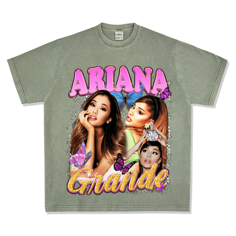 Streetwear masculino Ariana Grande print T-shirt