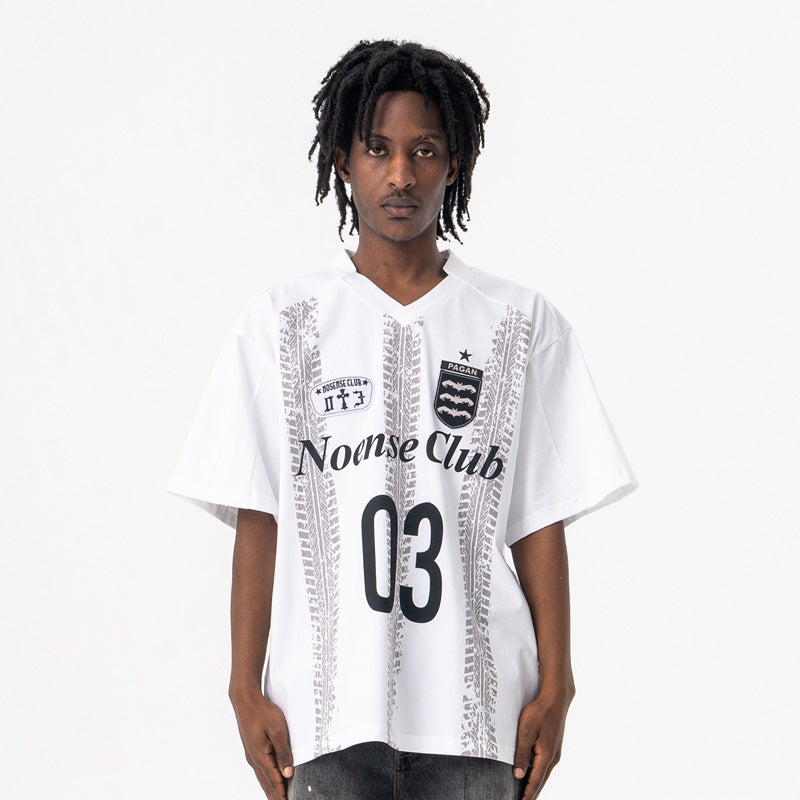 Vintage 90s Hip Hop Clothing Summer Vintage V-Neck Short Sleeve T-Shirt