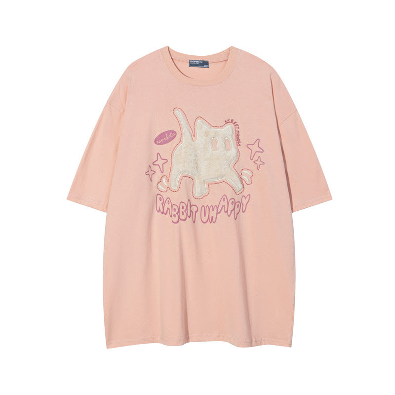 Vice streetwear Cat Print Black Short Sleeve T-Shirts