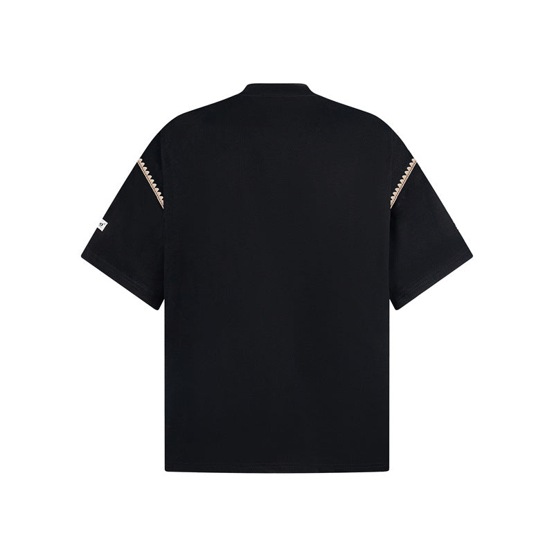 Camisas Retros Vintage Patch Embroidered Short Sleeve T-Shirt Oversize Top