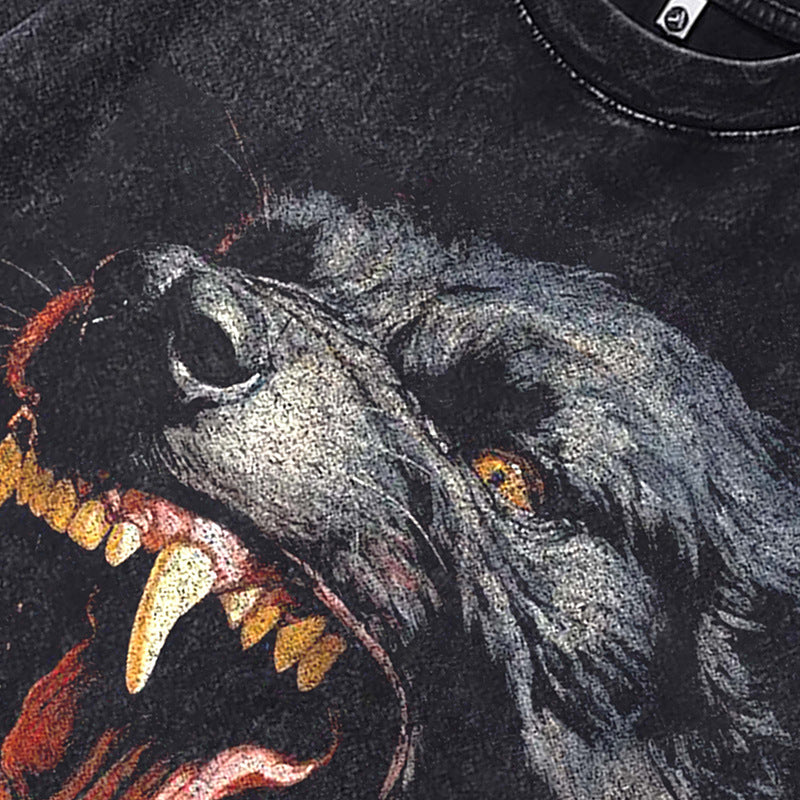 Ropa Vintage Hombre Vintage Doberman Printed Old Short Sleeve T-Shirt