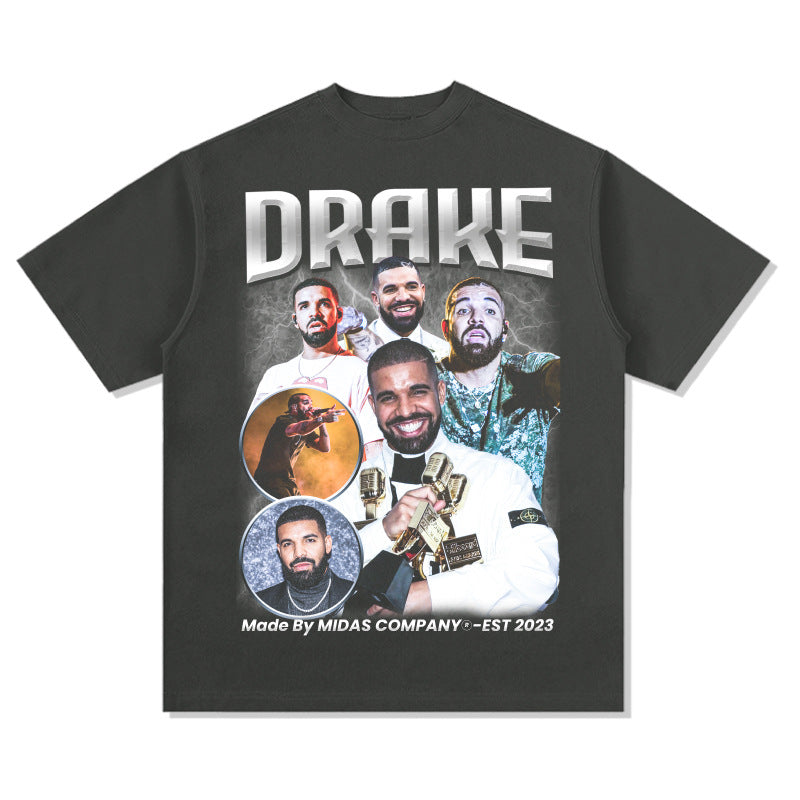 Cool t rapper vintage hip hop drake drake print short sleeve t-shirt