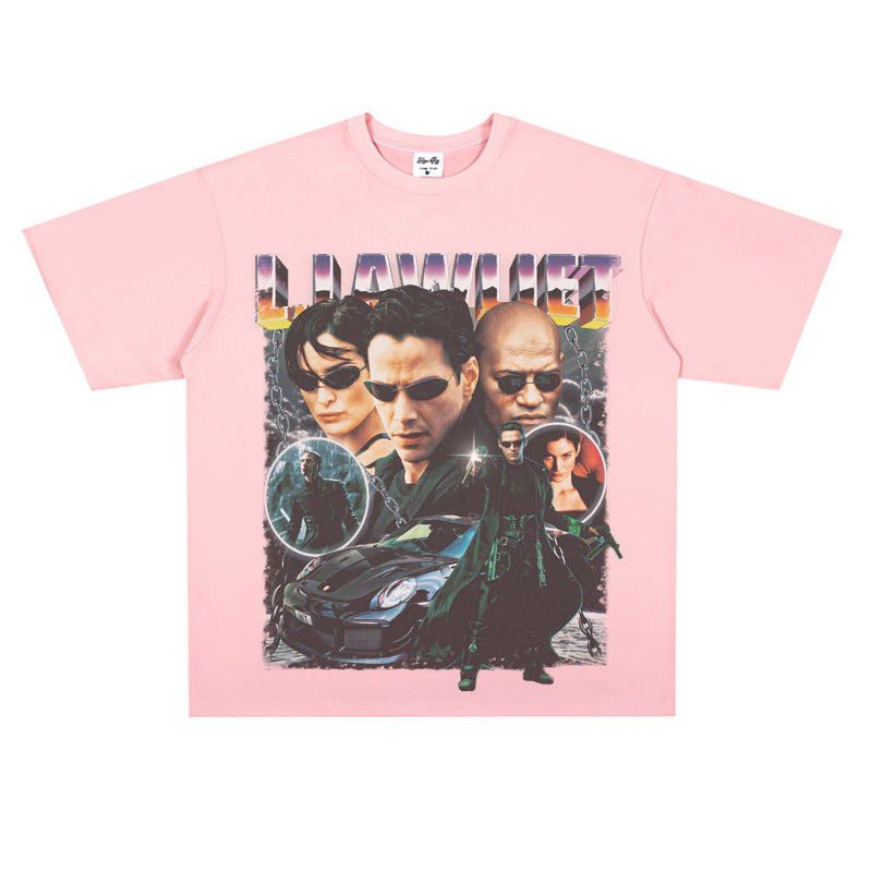 Film Star T Shirt Personalized Cotton Short Sleeve Loose American Retro Design T-shirt