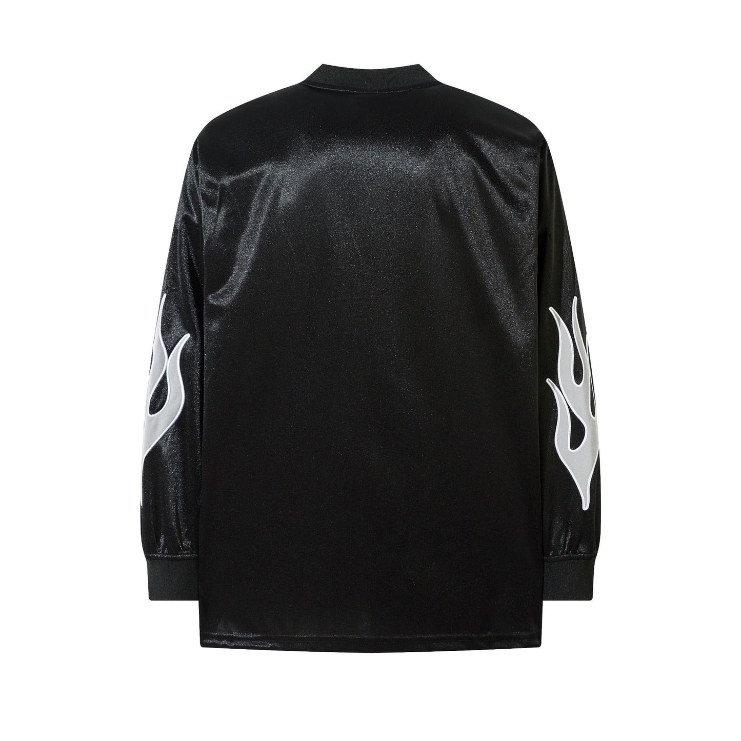 Racing oversized t shirt autumn, flame embroidered locomotive t-shirt long sleeve