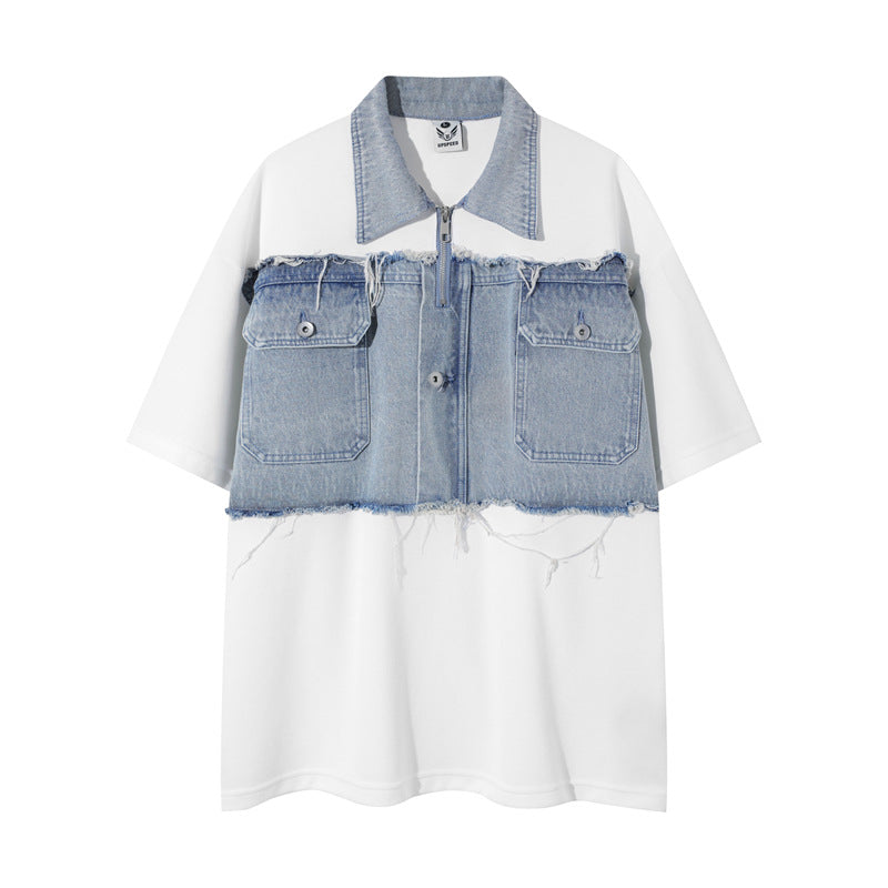 Camisas Retros College Short Sleeve T-Shirt POLO Loose Shirt