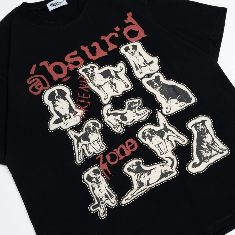 Camisetas streetwear Summer Vintage Puppy Letter Print Casual Short Sleeve T-Shirt