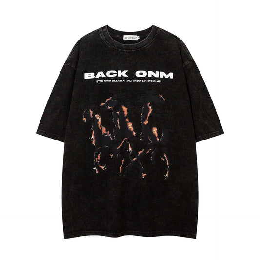 1990 Fashion T-Shirt Retro Washed Old T-Shirt Loose Short Sleeves