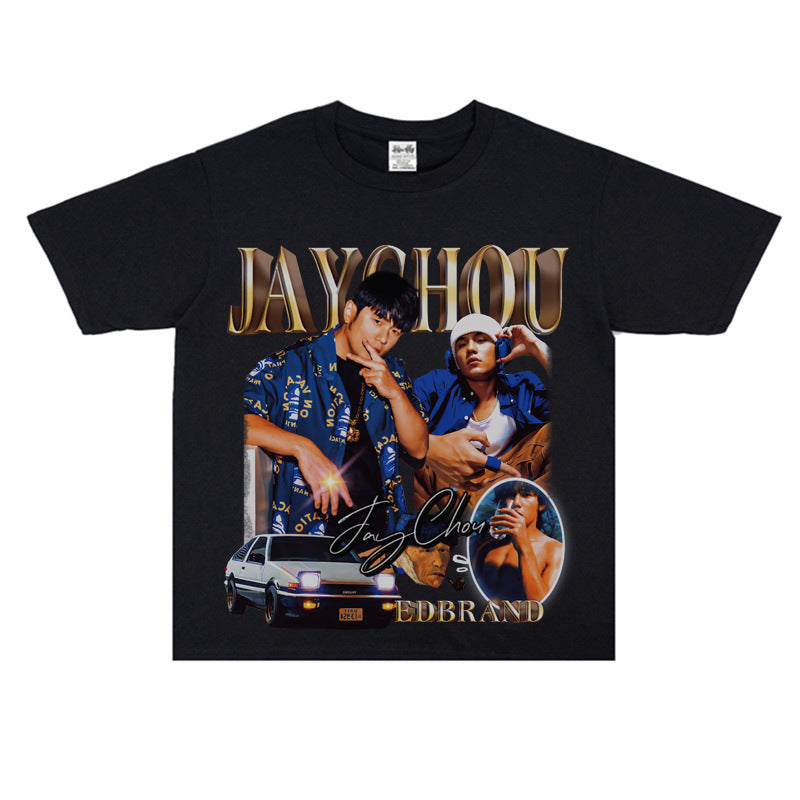 Film Star T Shirt Jay Chou Peripheral Loose National Fashion Retro Street Cotton T-shirt