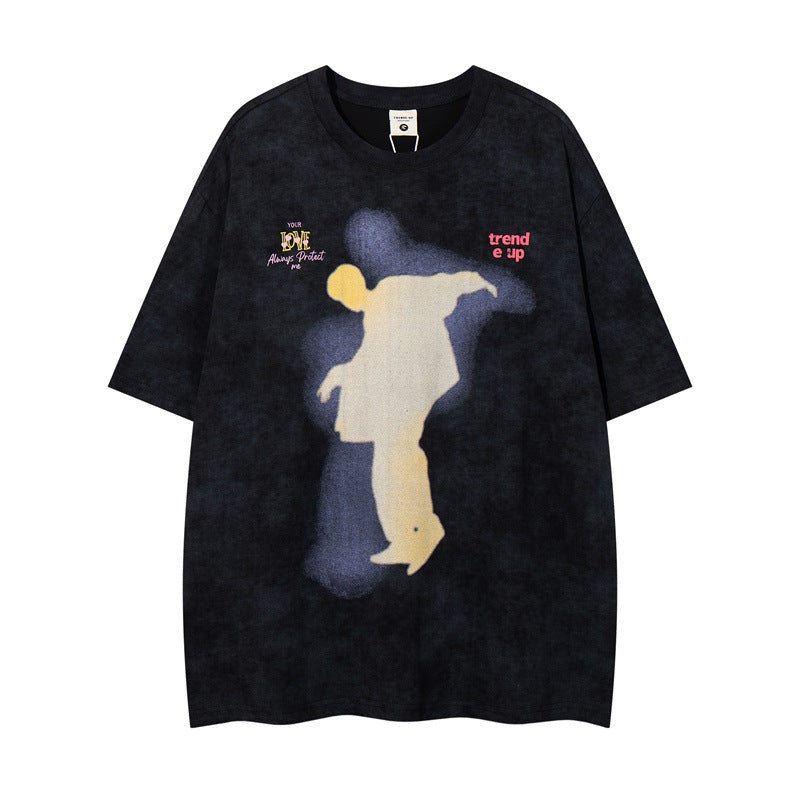 US drip outfits Summer Vintage Character Design Casual Loose Short Sleeve T-Shirts