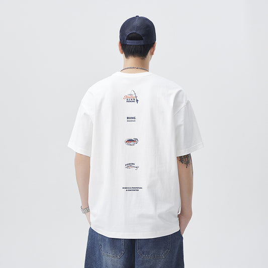Men T-shirts Loose Summer Print Short Sleeve Top