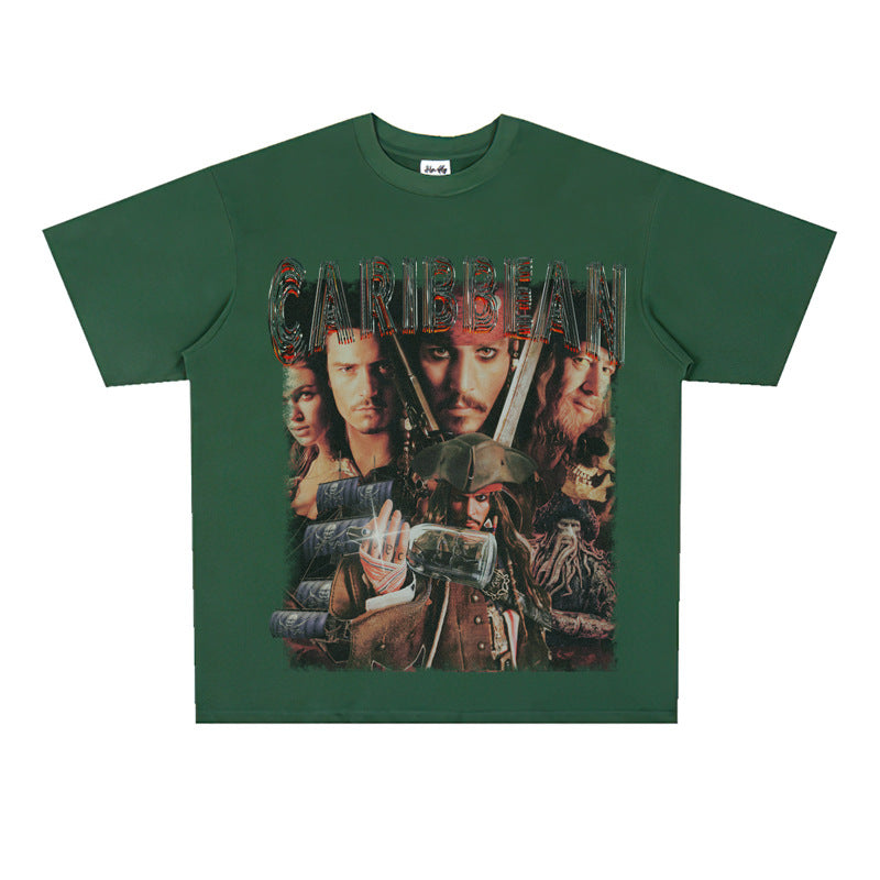 Film Star T Shirt Trendy Cotton Short Sleeve Loose round Neck Retro Design T-shirt for Men and Women