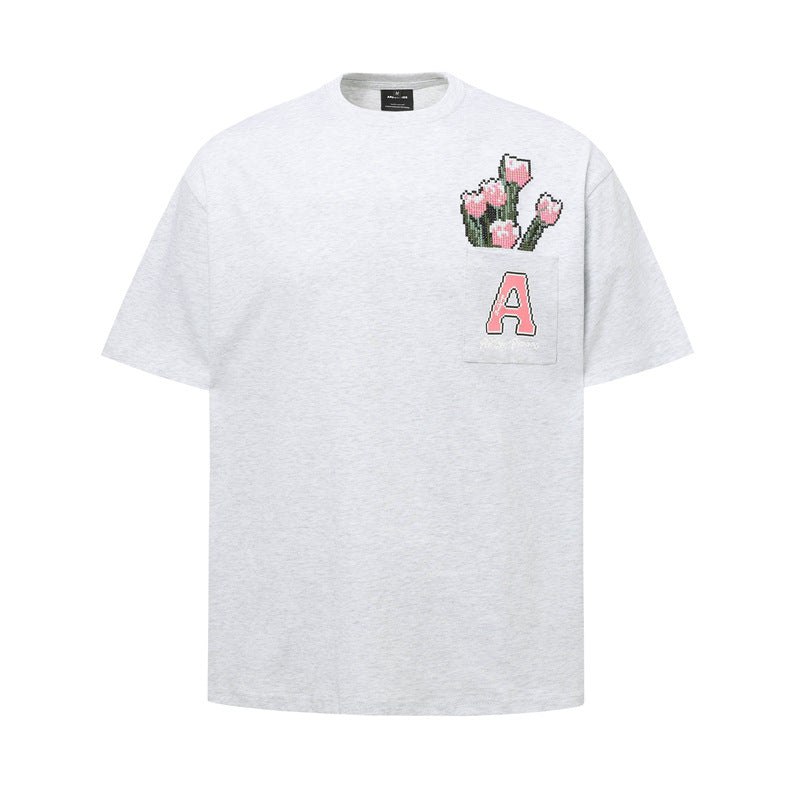 Hip Hop Shirts For Boys Vintage Rose Short Sleeve T-Shirt