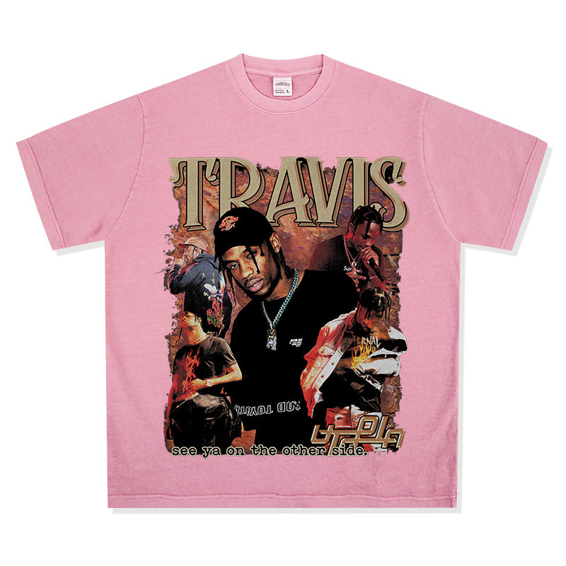 Cool t rapper vintage hip hop Travis print long sleeve short sleeve t-shirt Vintage