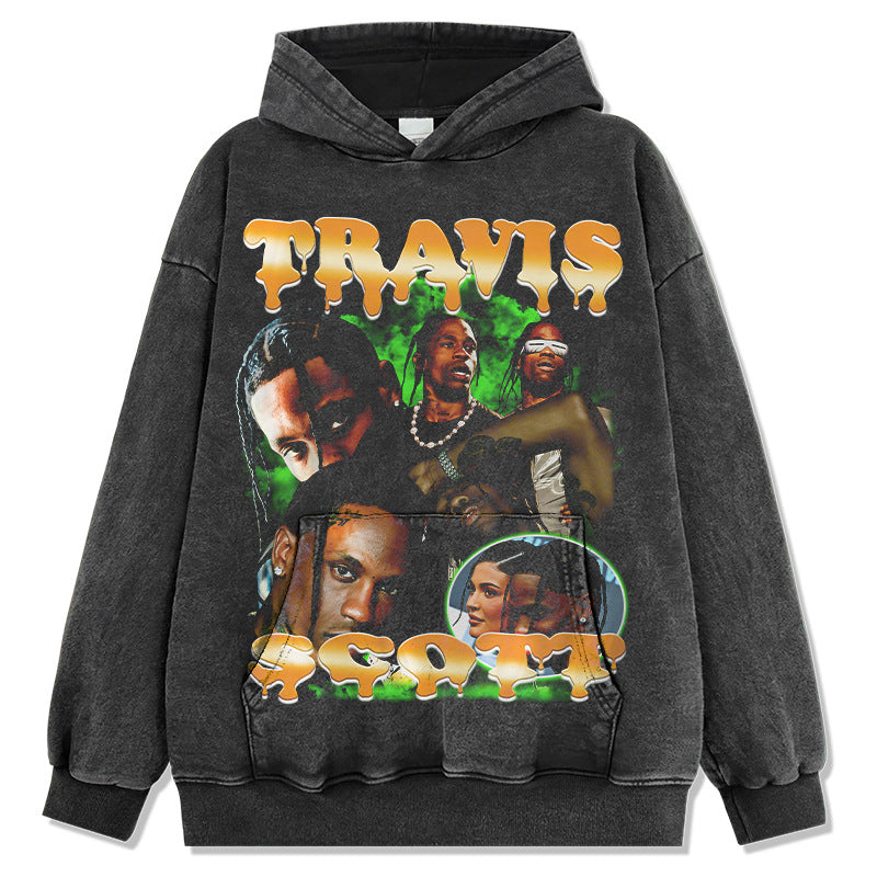 Marcas streetwear usa vintage Travis Scott print, crew neck sweater