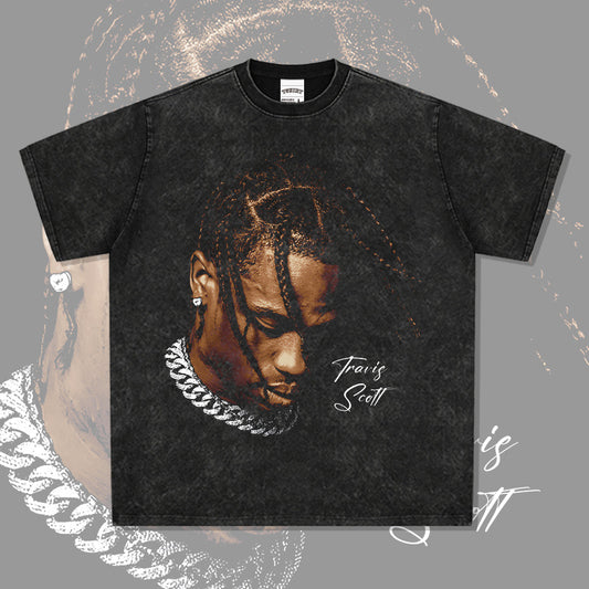 New york hip hop shop vintage, hip hop scott print short sleeve t-shirt