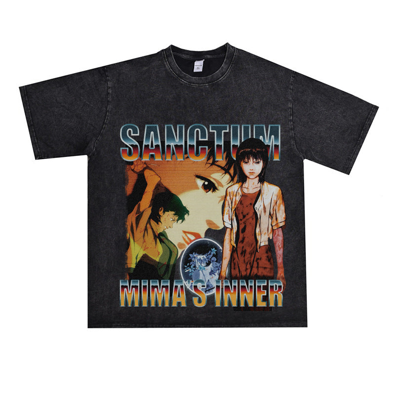 Film Star T Shirt Loose American Retro Street Cotton T-shirt for Men and Women