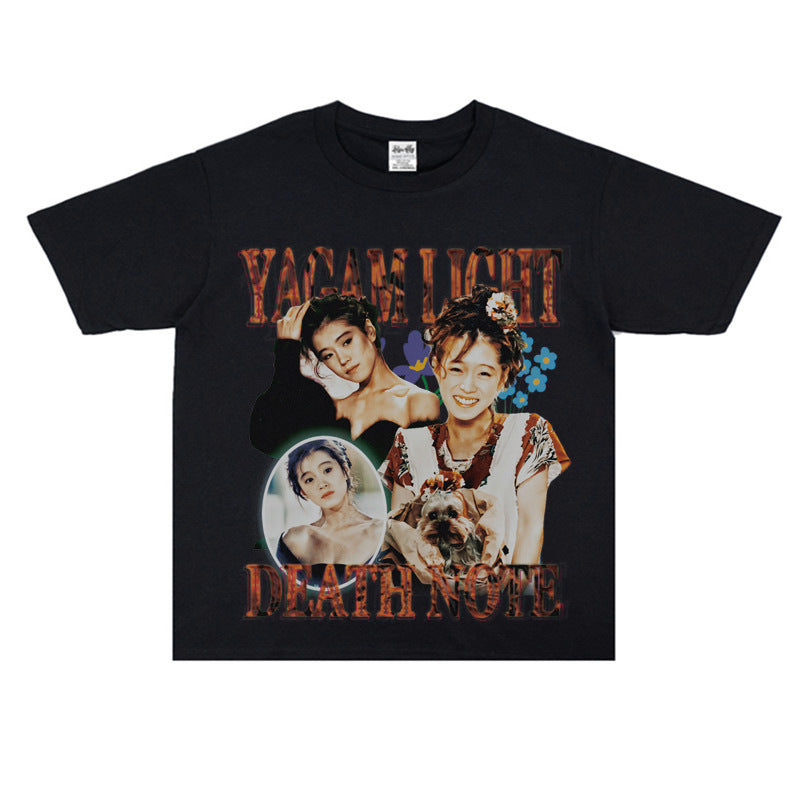 Film Star T Shirt Popular Female Singer Akina Nakamori People Loose Heavy Retro Street T-shirt Men and Women
