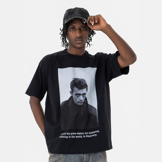 Vintage 90s Hip Hop Clothing Summer Hip Hop Vintage Portrait Crew Neck Short Sleeve T-Shirt