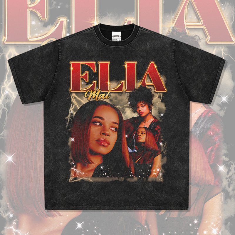 Marcas streetwear usa vintage hip hop EllaMai print short sleeve t-shirt