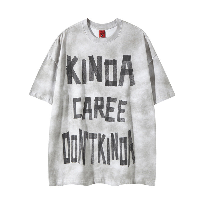 New York Hip Hop Style Vintage Alphabet Print Crew Neck Short Sleeve T-Shirt