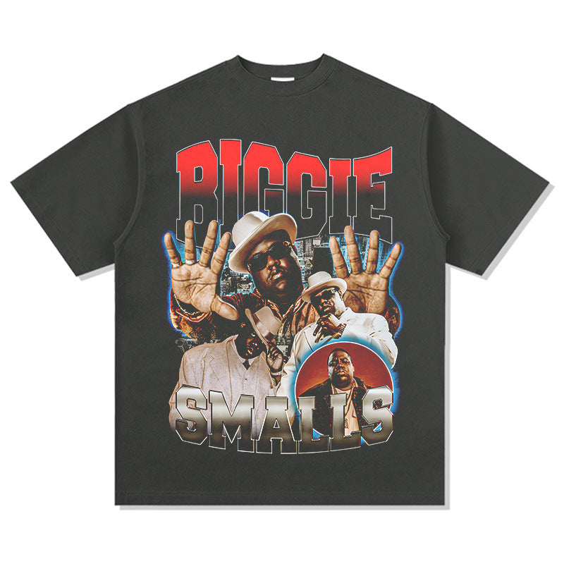 Marcas streetwear usa vintage hip hop big print short sleeve t-shirt