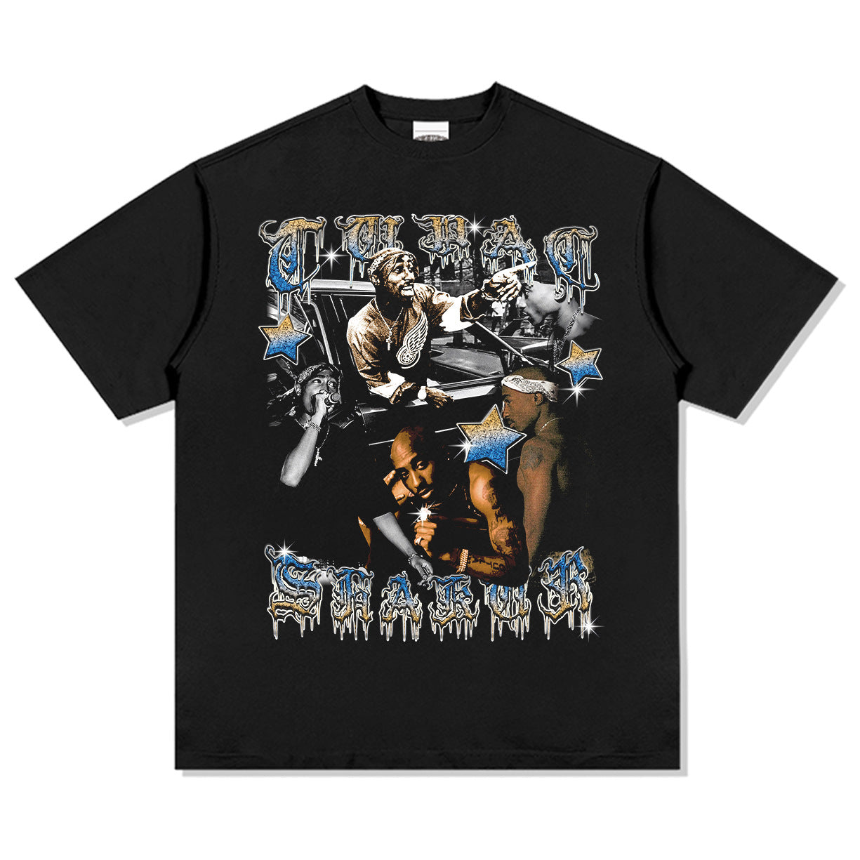 New york hip hop shop vintage hip hop tupac print short sleeve t-shirt