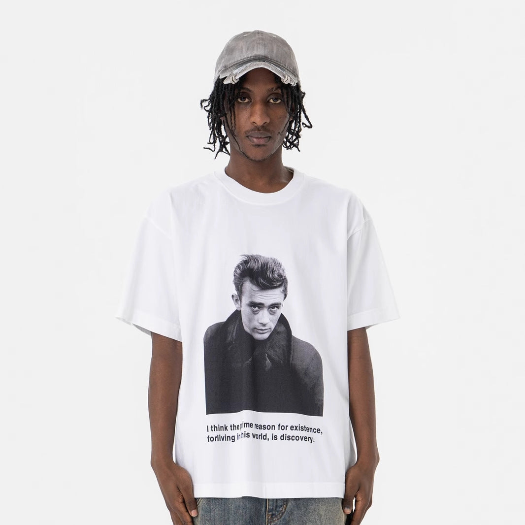 Vintage 90s Hip Hop Clothing Summer Hip Hop Vintage Portrait Crew Neck Short Sleeve T-Shirt