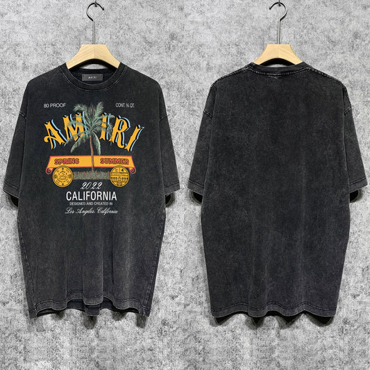 Amiri T-shirt Washed and Worn Retro Short Sleeve T-shirt