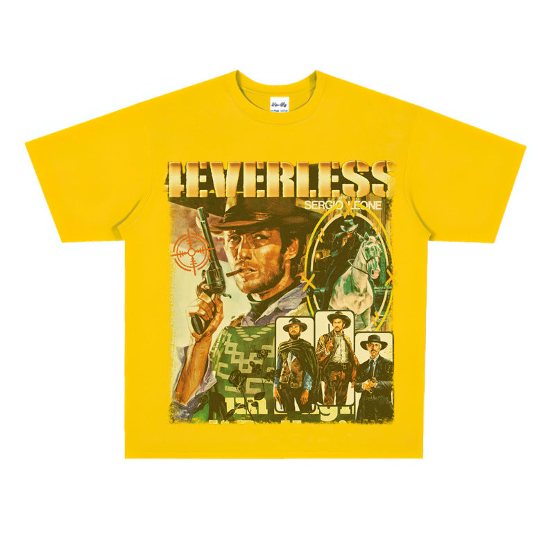 Film Star T Shirt Cotton Short Sleeve Loose Retro Design T-shirt