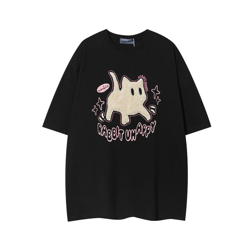 Vice streetwear Cat Print Black Short Sleeve T-Shirts
