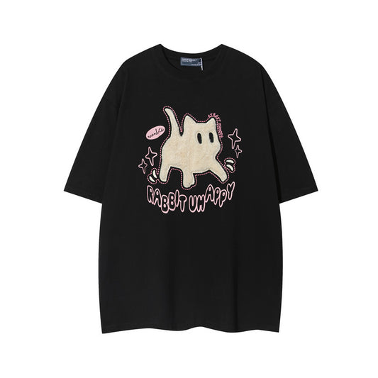 Vice streetwear Cat Print Black Short Sleeve T-Shirts