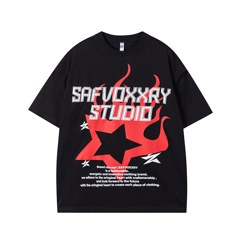 Vintage Usa Shirt Hip Hop Graffiti Print Short Sleeve T-Shirt