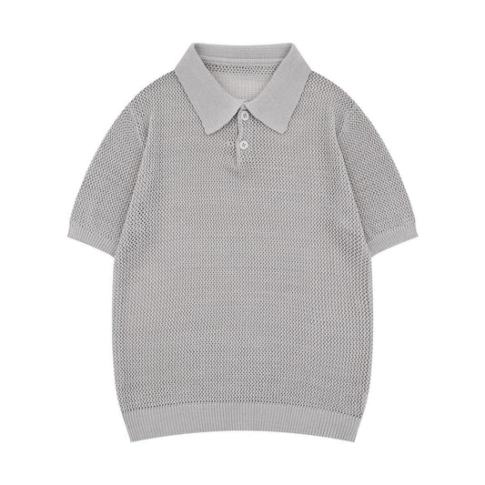 Hip hop clothing new york summer short-sleeved hollow-knit polo shirt lapel T-shirt