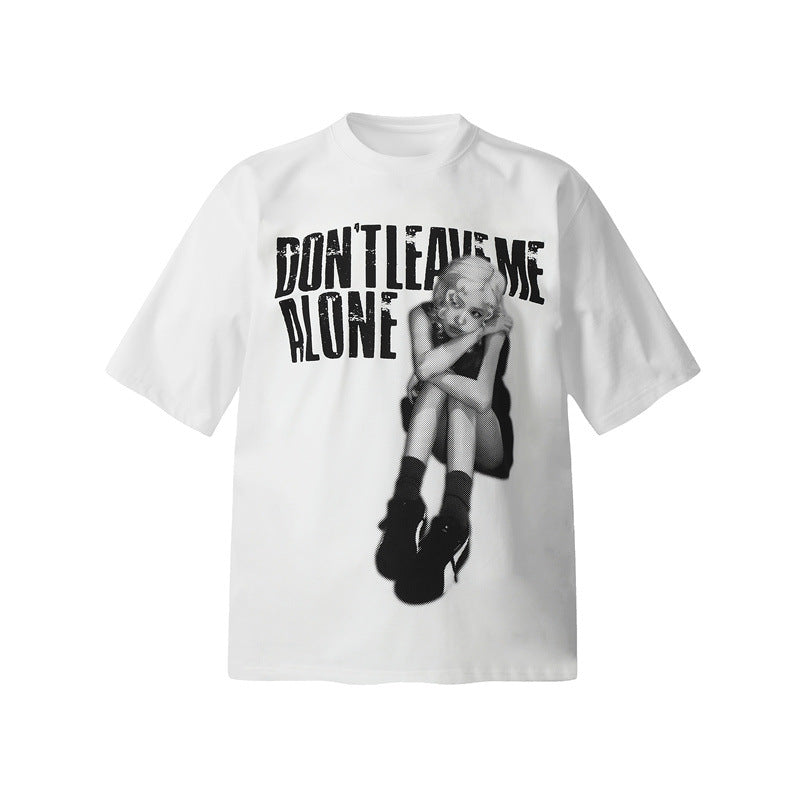 Camisas Retros Hip Hop Character Letter Print Short Sleeve T-Shirt