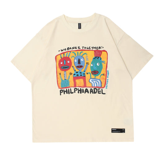 Unisex T-shirts Street Painting Cartoon Short Sleeve T-Shirts