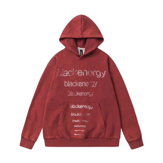Streetwear Hoodie Vintage Washed Old Hooded Sweater Hip Hop Alphabet Print Casual Hoodie