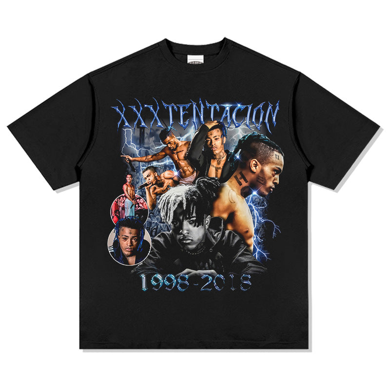 Streetwear masculino vintage hip hop XXX print short sleeve t-shirt