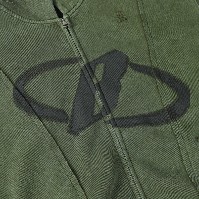 Streetwear Hoodie Hip Hop Vintage Washed Old Hooded Sweater Zip Cardigan Jacket