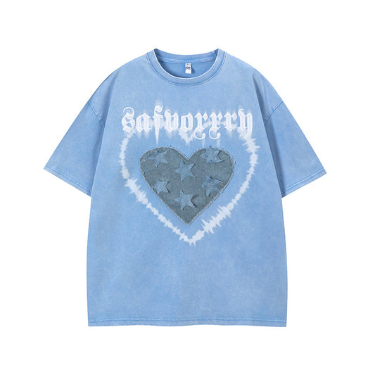 Vintage Tišö Rt Vintage Love Patch Embroidered Short Sleeve T-Shirt
