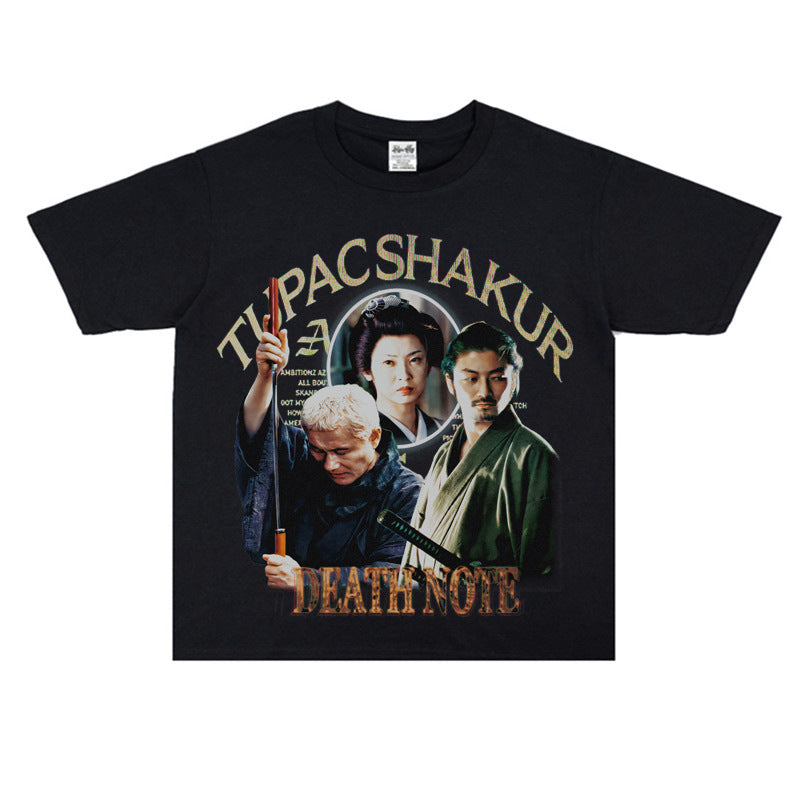 Film Star T Shirt Japanese Movie Zatōichi Loose Street Cotton T-shirt Men