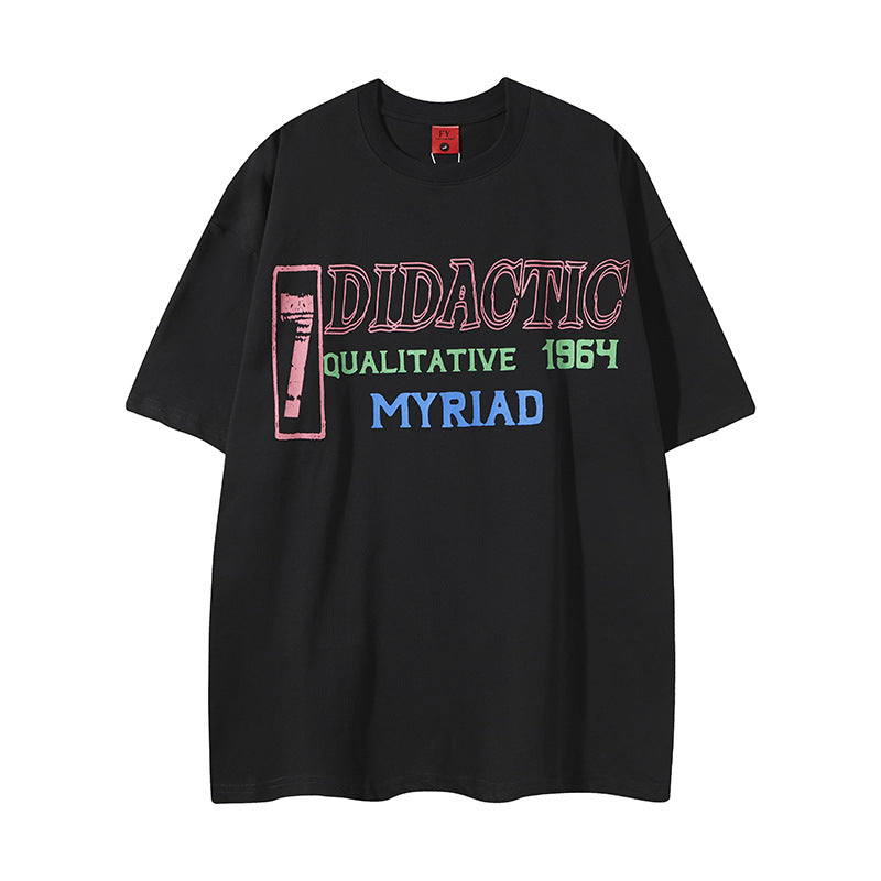 New York Hip Hop Style Alphabet Print Short Sleeve T-Shirt Loose