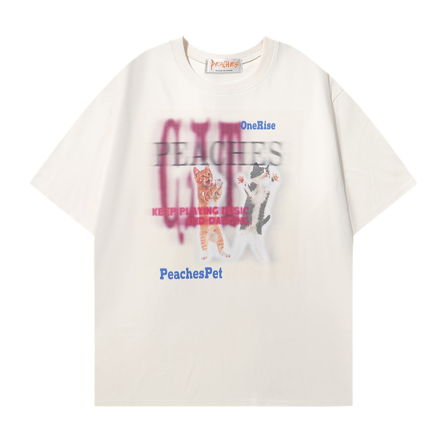 Vestimenta De Los 90 Summer Vintage Cat Print Short Sleeve T-Shirt
